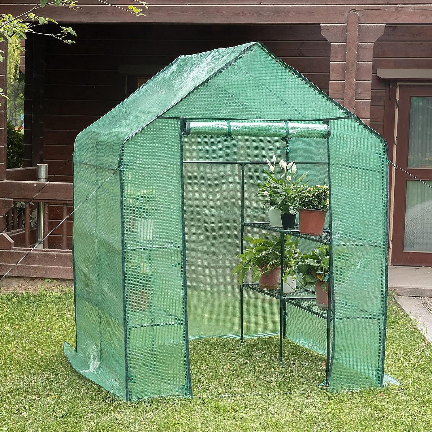 Woltu Gewächshaus, PE halbtransparent wasserdicht wetterfest 130 g/m²