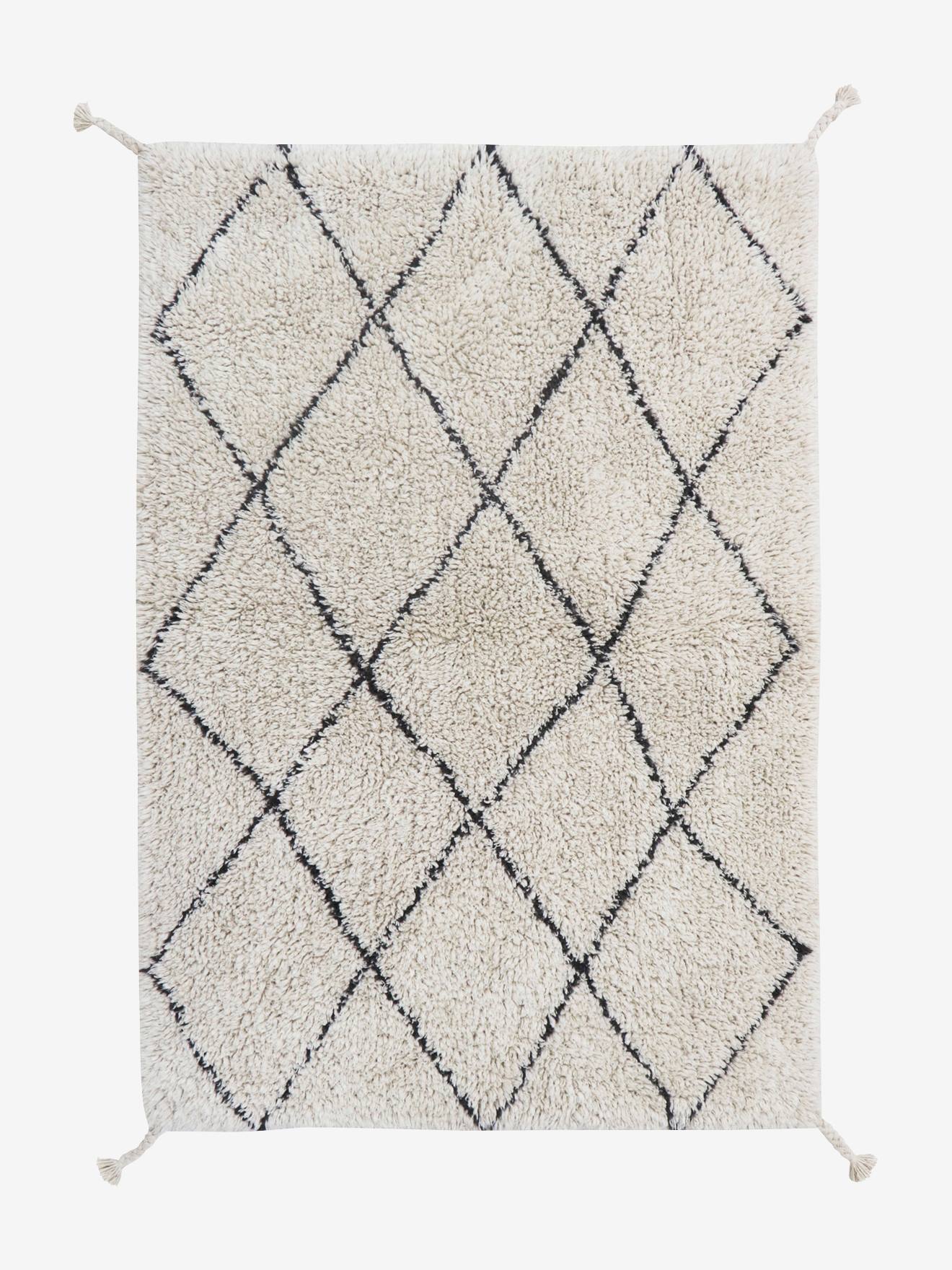 Tapis coton Lavable Mini Berbere Noir & Blanc