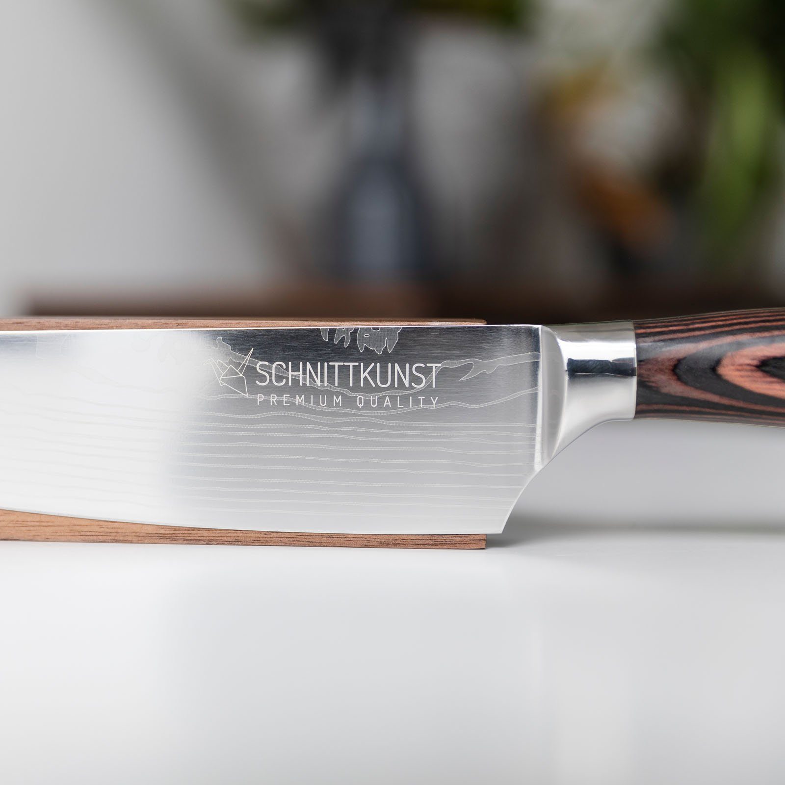 SOSmart24 Kochmesser SOSmart24 SCHNITTKUNST Profi Küchenmesser mit Holzgriff 20cm Edelstahl Klingenlänge - Schneidemesser, Küche, Profimesser, Damast, Messer, Extrem scharf