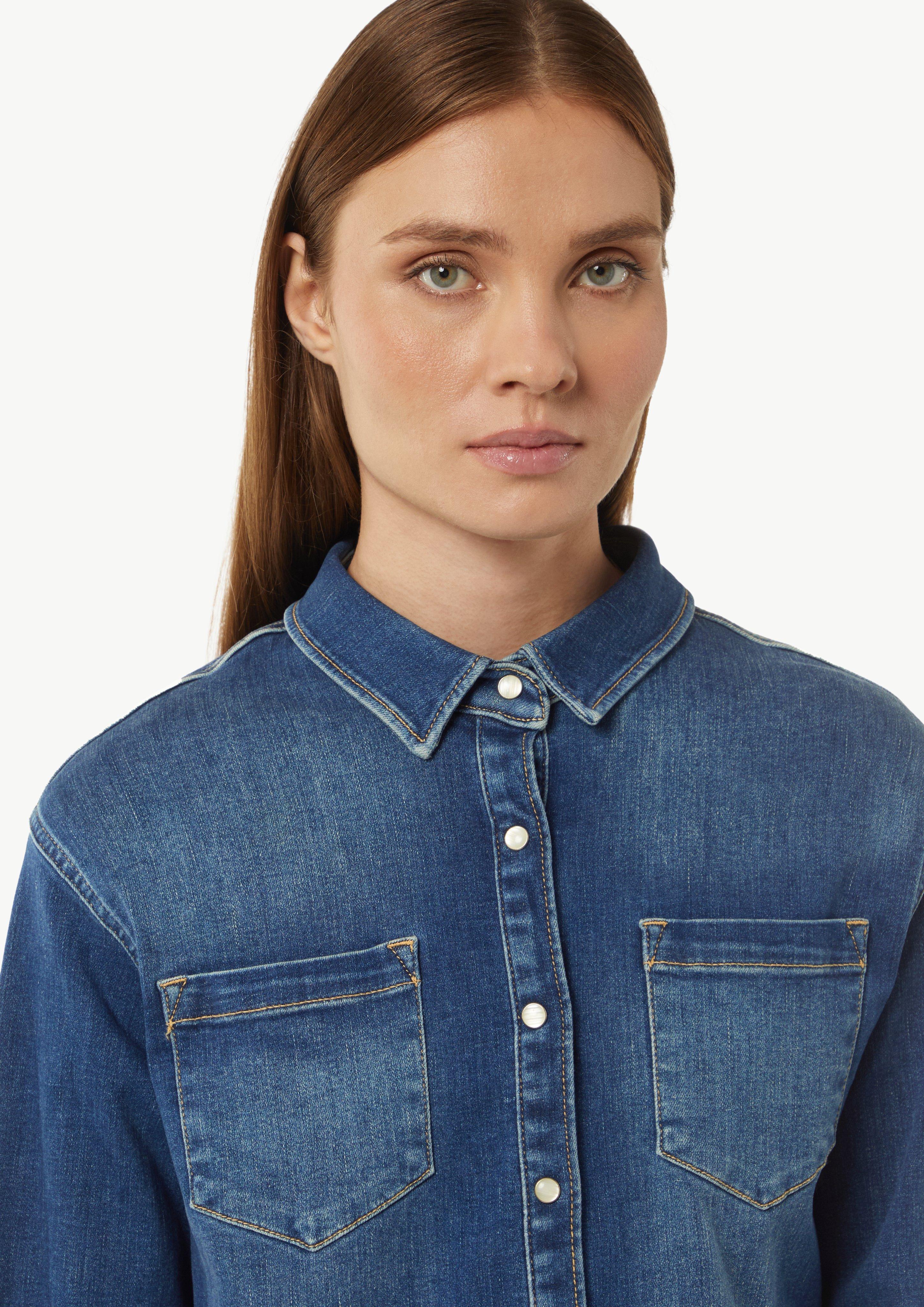Softe Blousson-Jeansjacke mit Druckknöpfen - blau