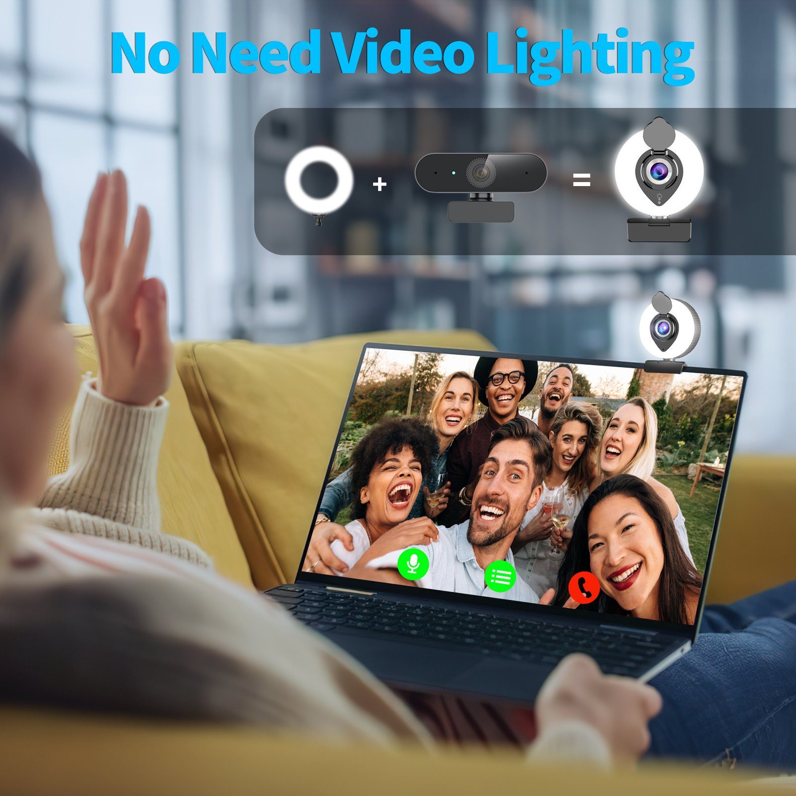 Tisoutec Webcam und Stativ,PC Mac Laptop Desktop Webcam
