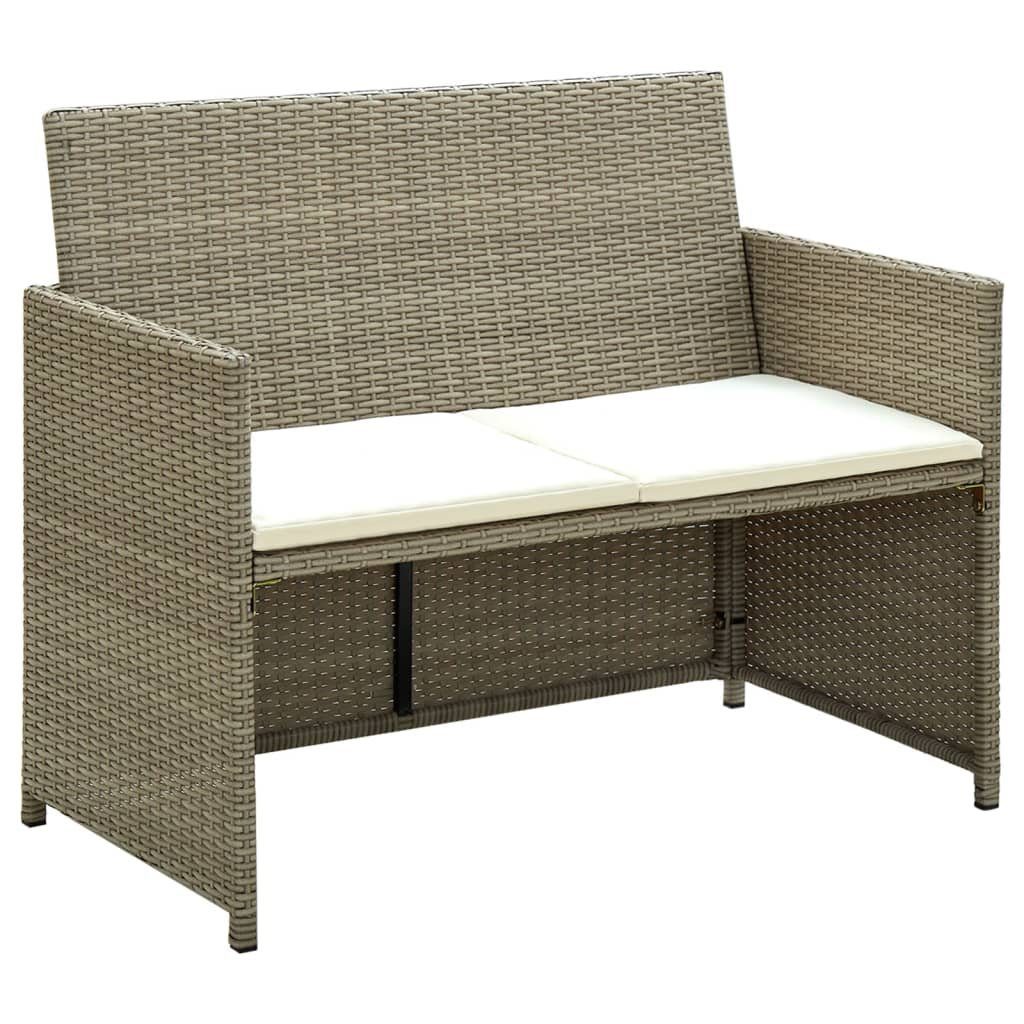 vidaXL Loungesofa 2-Sitzer-Gartensofa mit Polstern Beige Poly Rattan