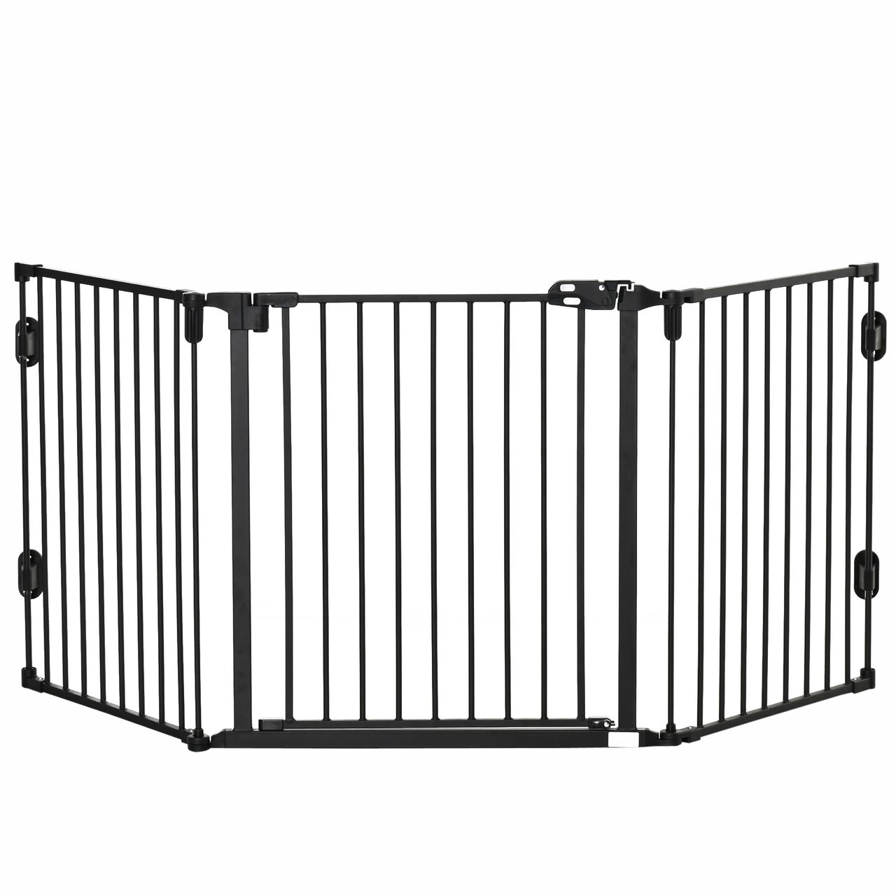PawHut Hunde Absperrgitter Türschutzgitter mit Tür klappbar Schwarz 202,5 cm