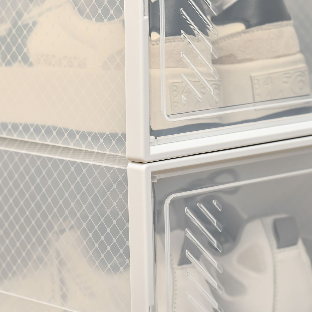 HOMCOM DIY Schuhbox Schuhkartons mit 8 Fächern Aufbewahrungsbox Transparent