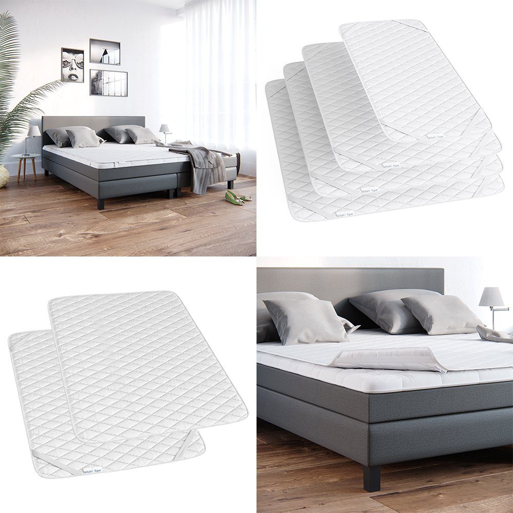 Matratzenschutzbezug Topper Matratzenschoner Auflage 140x200 weiß Mikrofaser VitaliSpa®