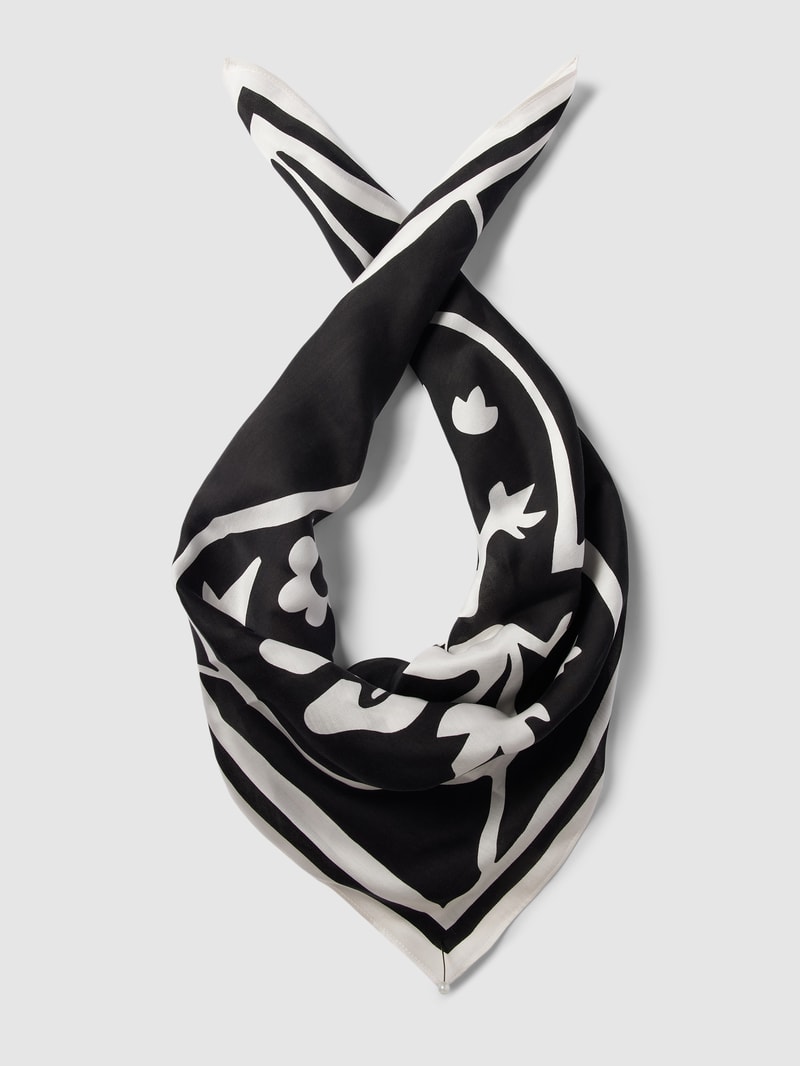 Schal mit Allover-Muster in schwarz