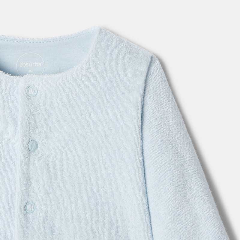 Gilet boutons à pression en coton bio bleu naissance Absorba