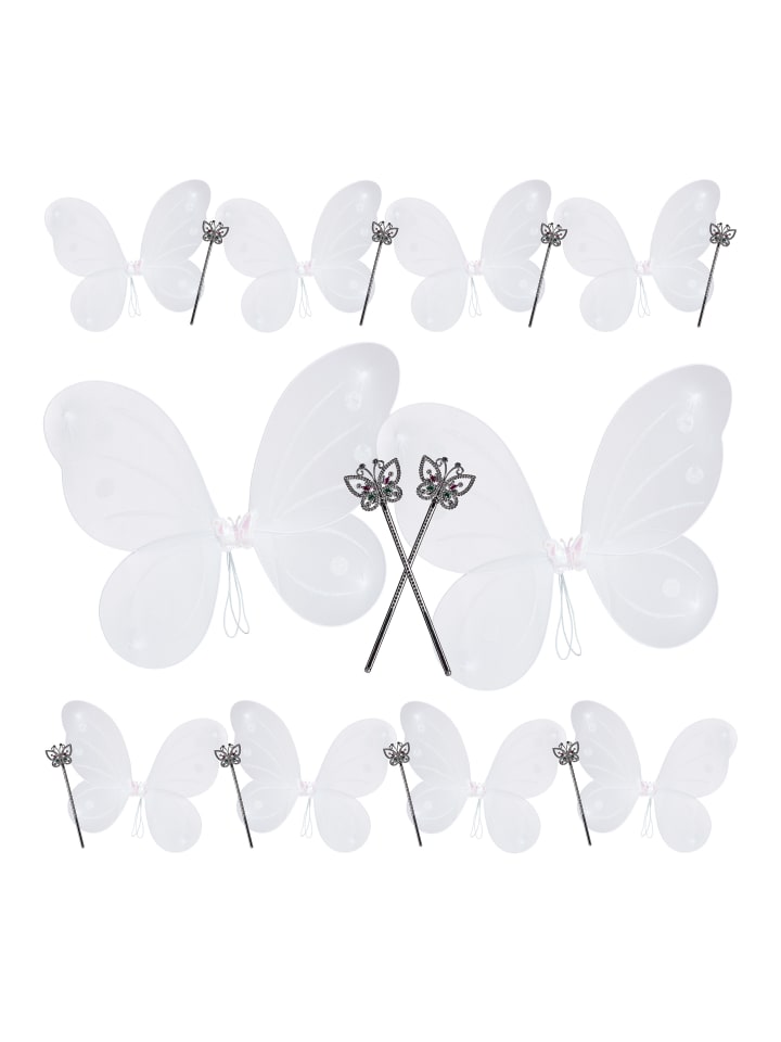 relaxdays 10x Feenflügel in Weiß/ Silber günstig kaufen onesize
