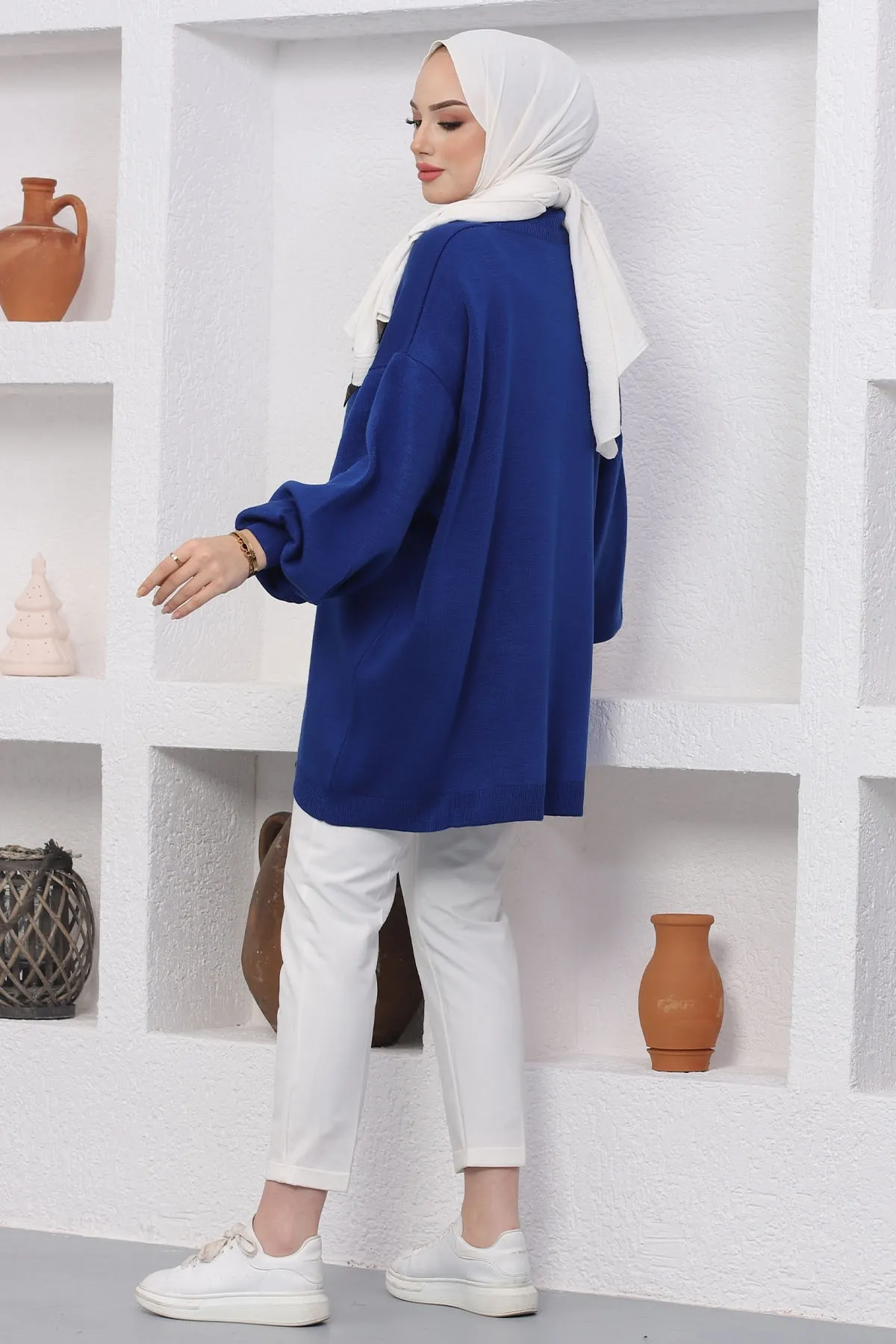 InStyle  Sara Stricktunika mit Reißverschluss – Marineblau