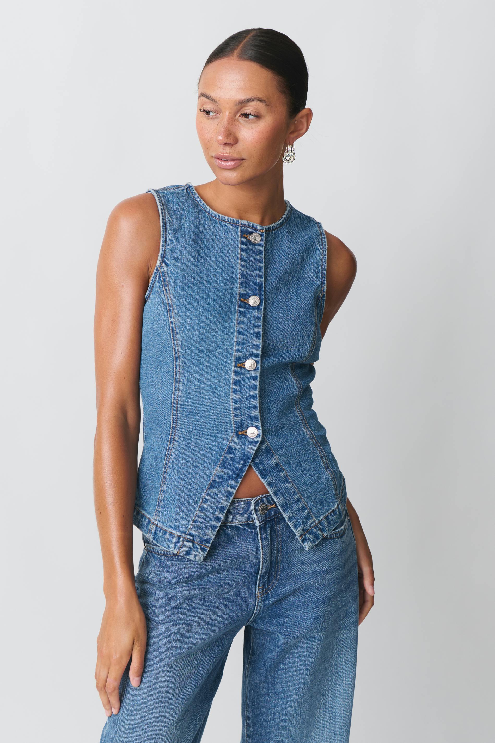 Tailored denim vest
