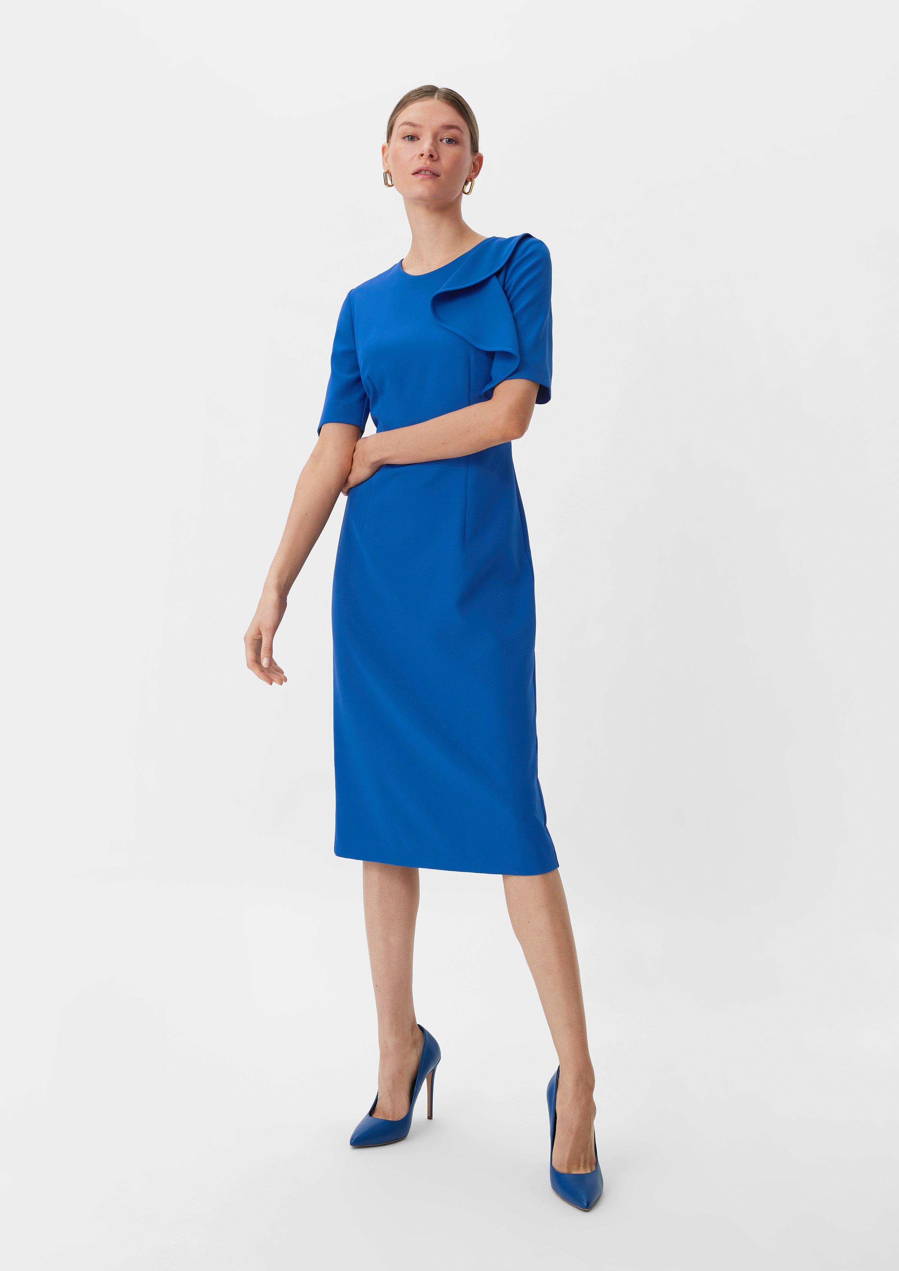 Kleid mit Volant-Detail - royalblau