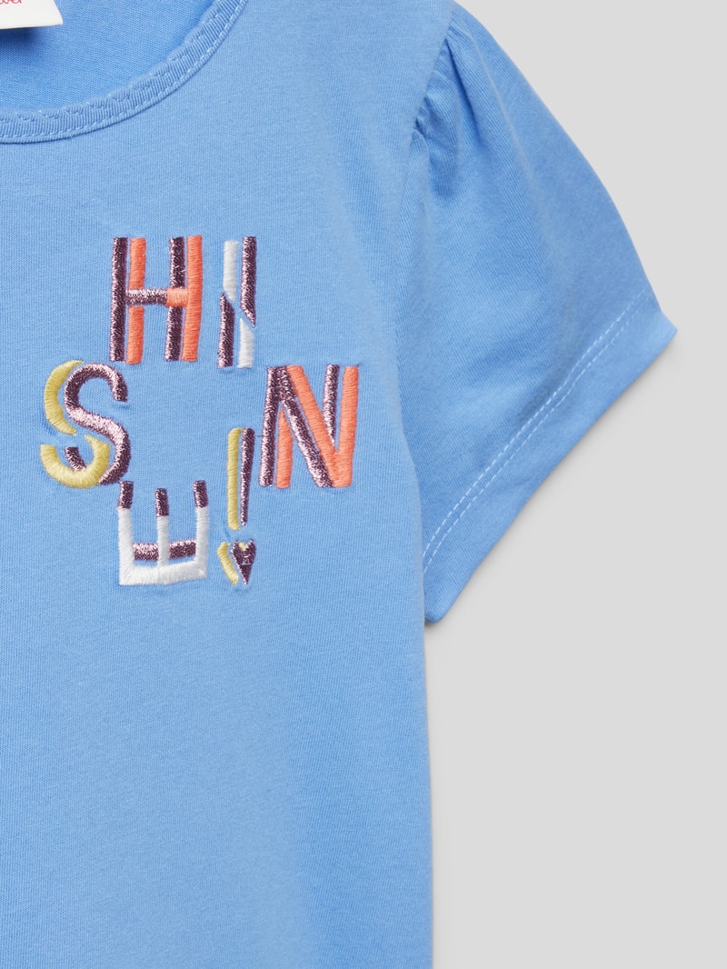 T-Shirt mit Raffungen in bleu