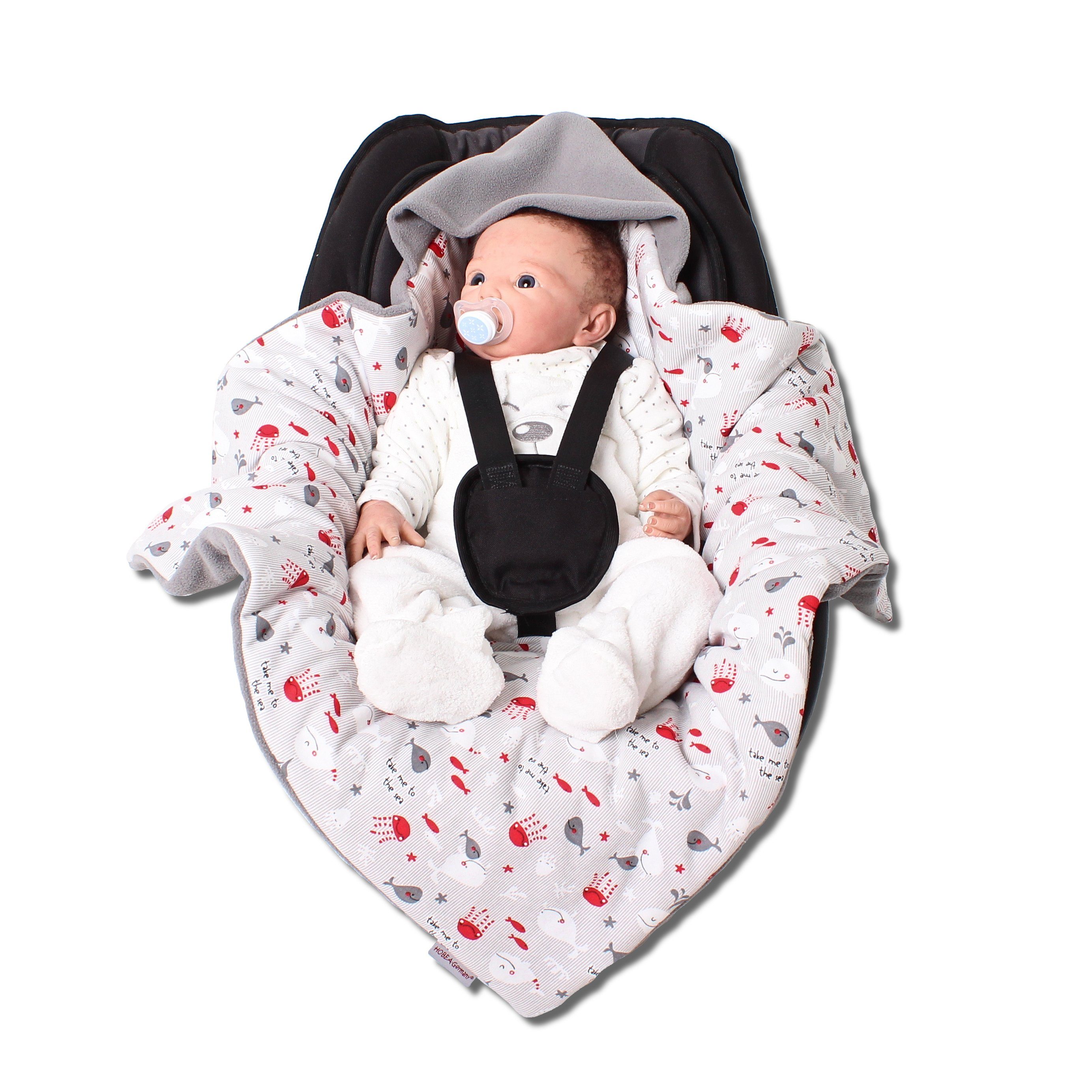 Einschlagdecke Fußsack für die Babyschale Babyschalenfußsack Winter, HOBEA-Germany, für 3 Punkt Babyschale geeignet