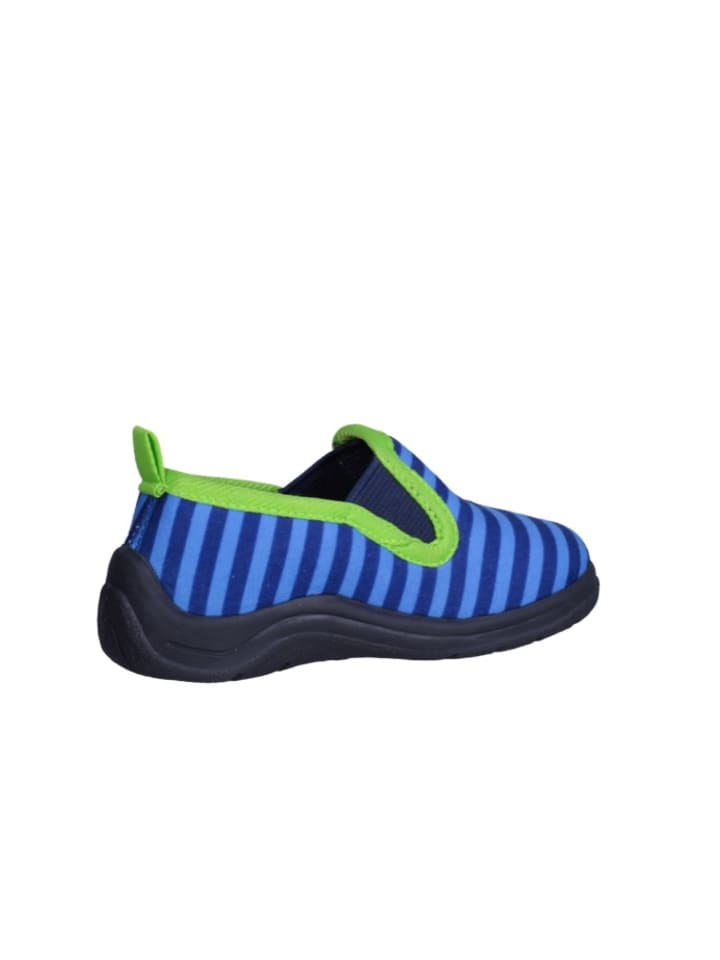 Playshoes Hausschuh Ringel in Blau/Grün günstig kaufen