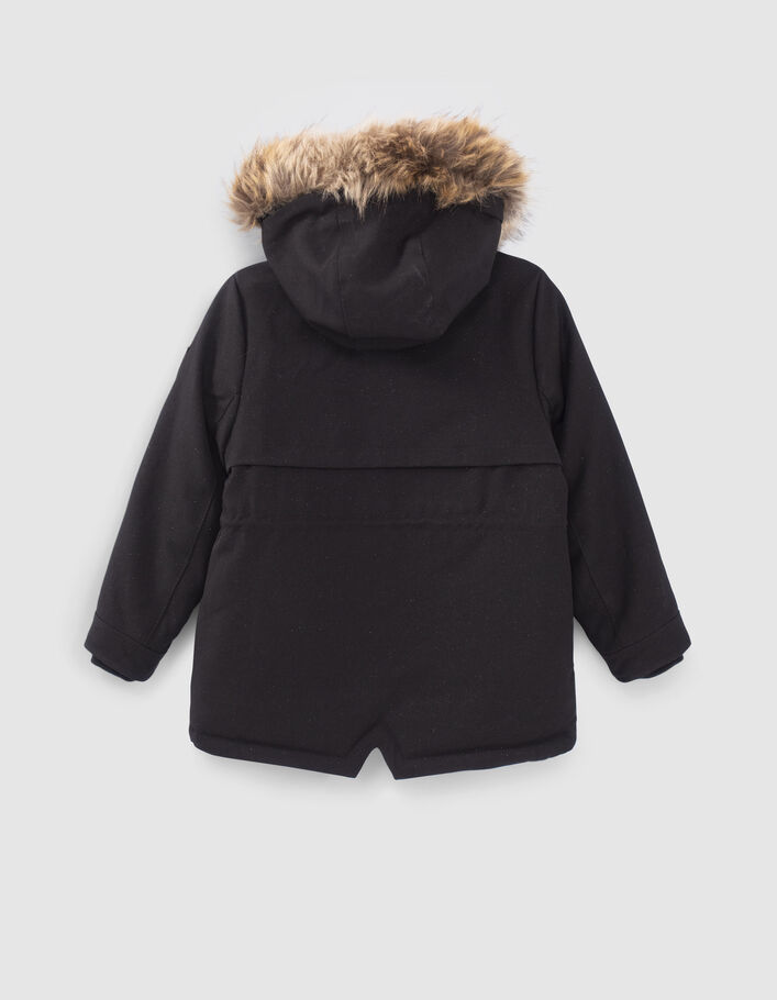 Parka 2-en-1 noire pailletée et veste matelassée fille