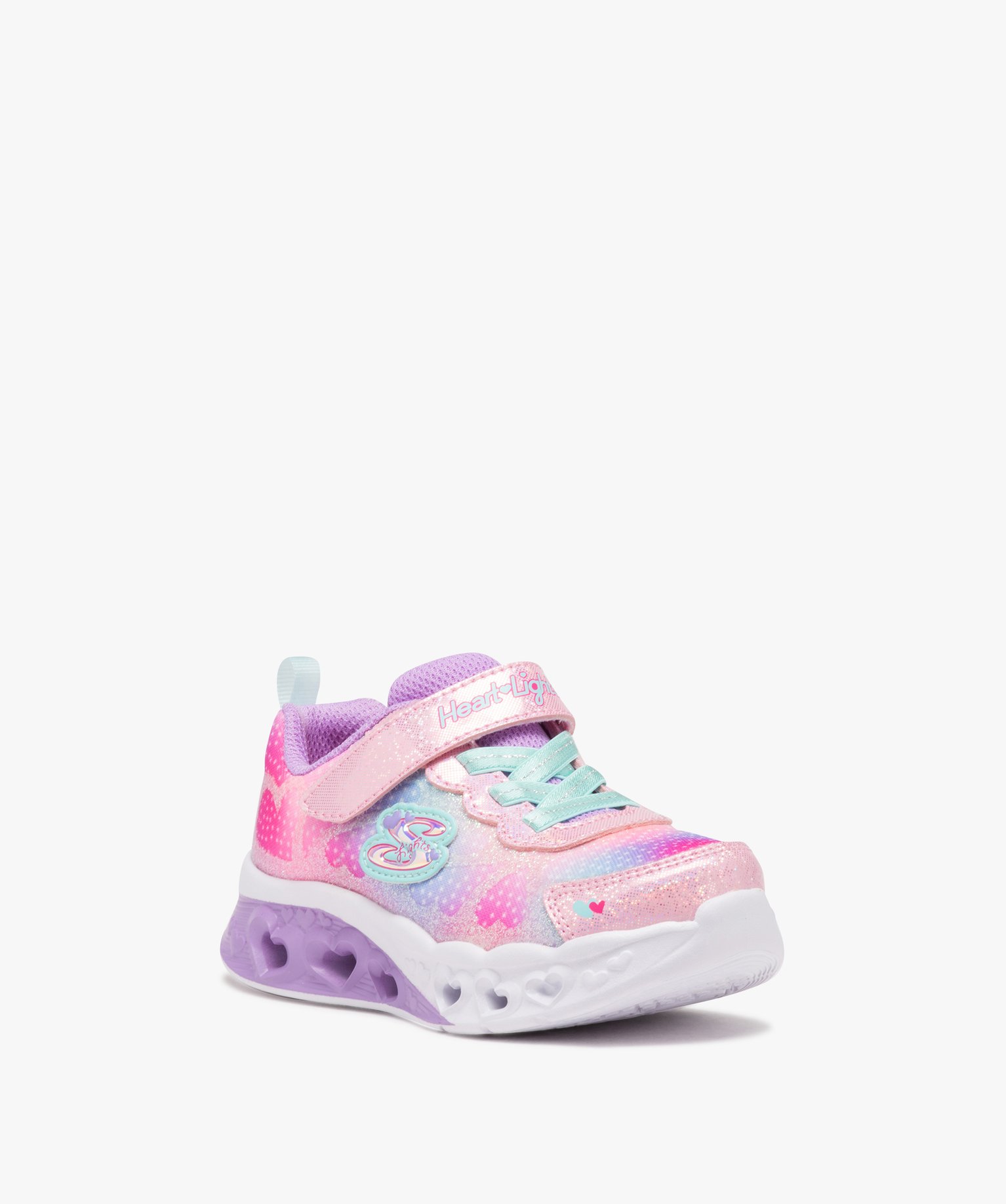 Baskets fille à semelle lumineuse détails coeurs - Skechers rose | GEMO