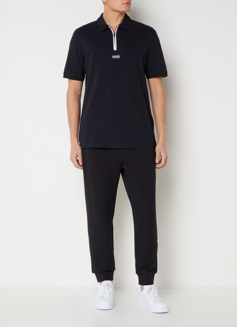 Polo Armani Exchange de corte regular em algodão piqué com meio zíper.