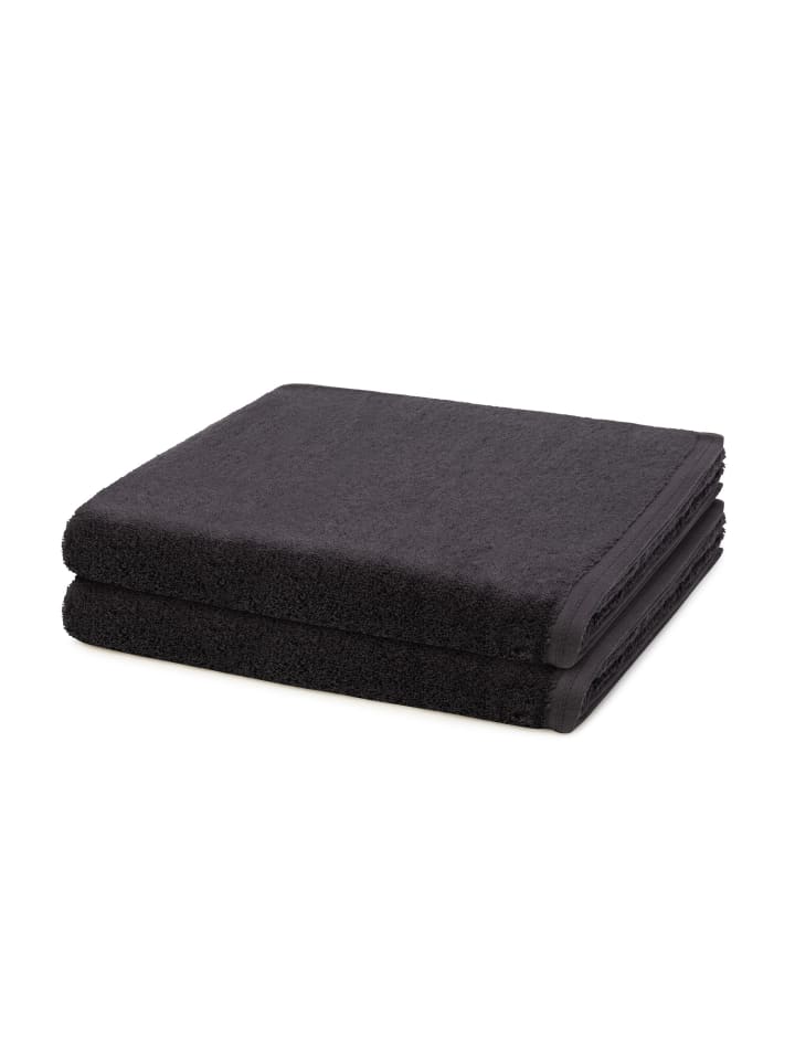 Vossen 2 X Duschtuch im Set Vegan Life in Anthrazit günstig kaufen 67 x 140 cm
