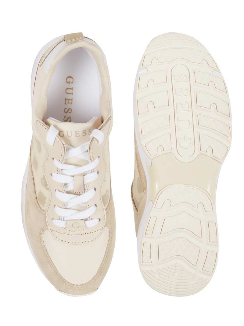 Sneaker aus Leder und Textil Modell 'Luckee' in offwhite