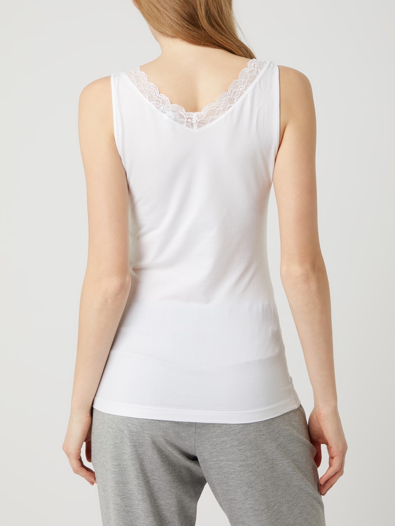 Unterhemd mit Spitze Modell 'Cotton Lace' in weiß
