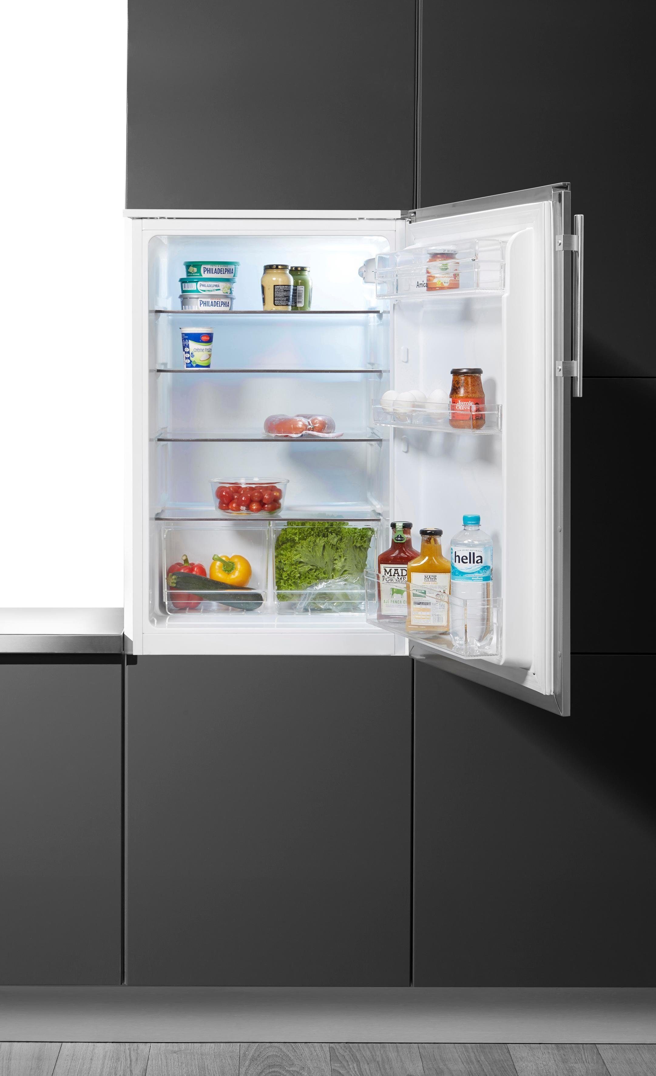 Amica Einbaukühlschrank EVKS 351 190 E, 87,5 cm hoch, 56 cm breit, mit Edelstahltür