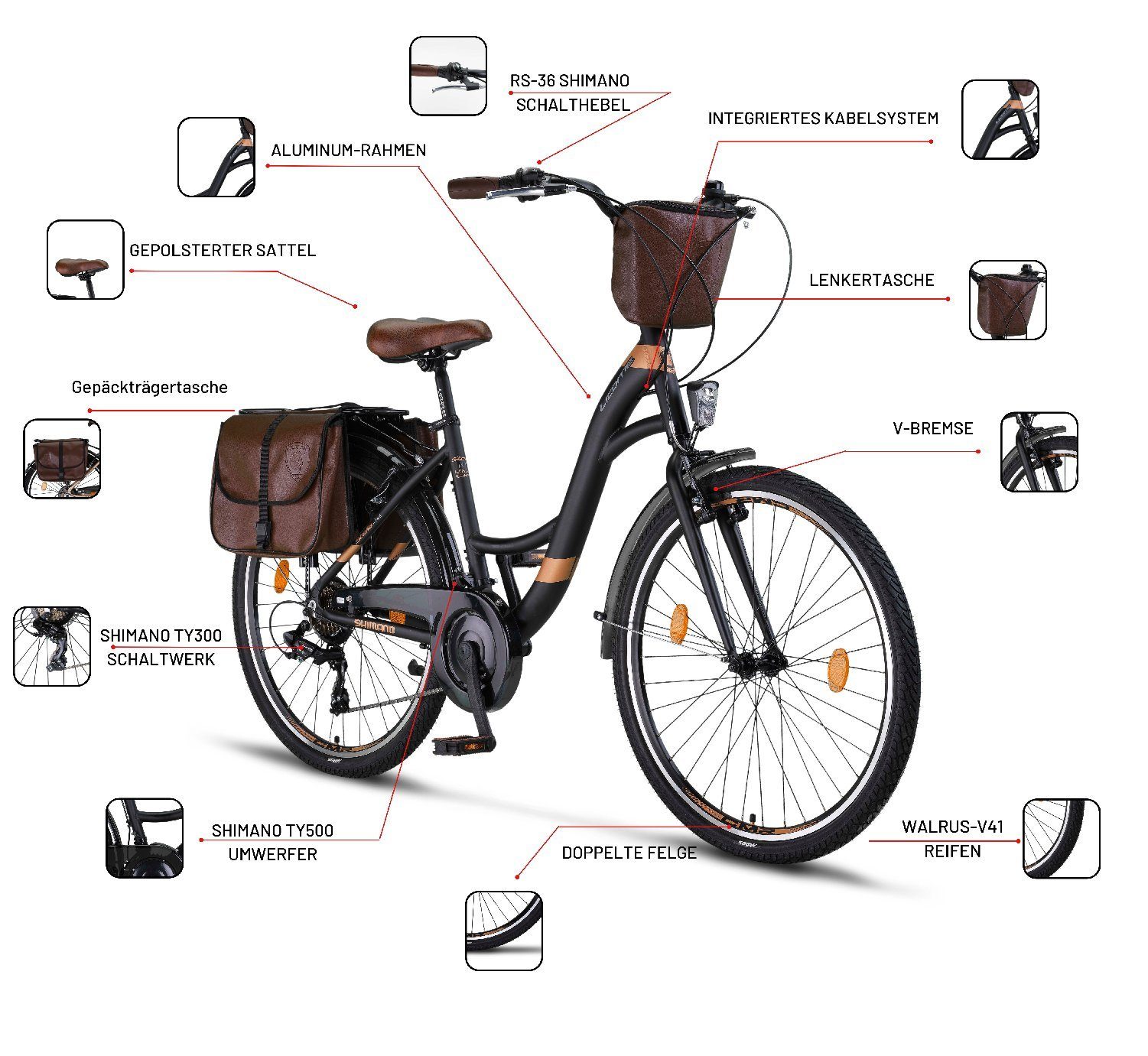 Licorne Bike Cityrad Licorne Bike Stella Plus Premium City Bike Aluminium, 21 Gang