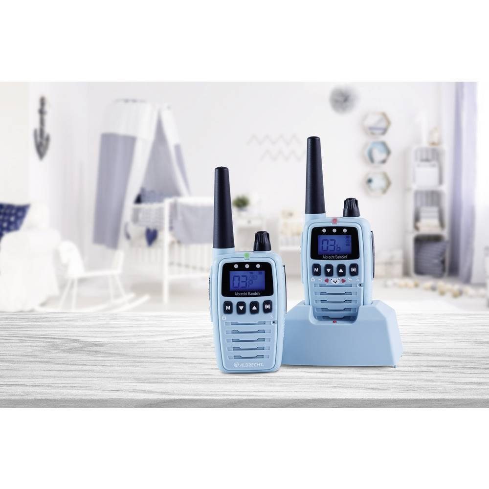 Albrecht Babyphone Babysitter, Paar mit Nachtlicht, Standlader, Akku-Ladefunktion, Empfangs-Kontrollfunktion, Gegensprechfunktion