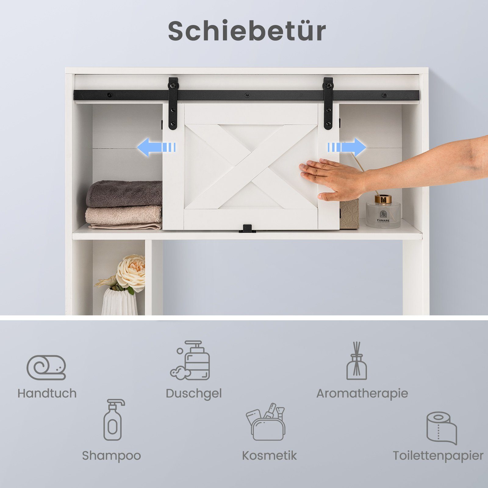 COSTWAY Waschmaschinenumbauschrank Badregal aus Holz, mit Schiebetür