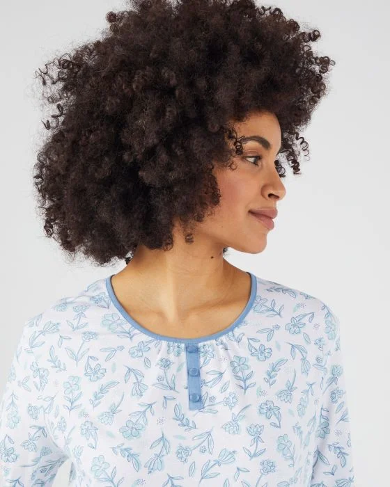Chemise de nuit imprimée maille jersey coton peigné