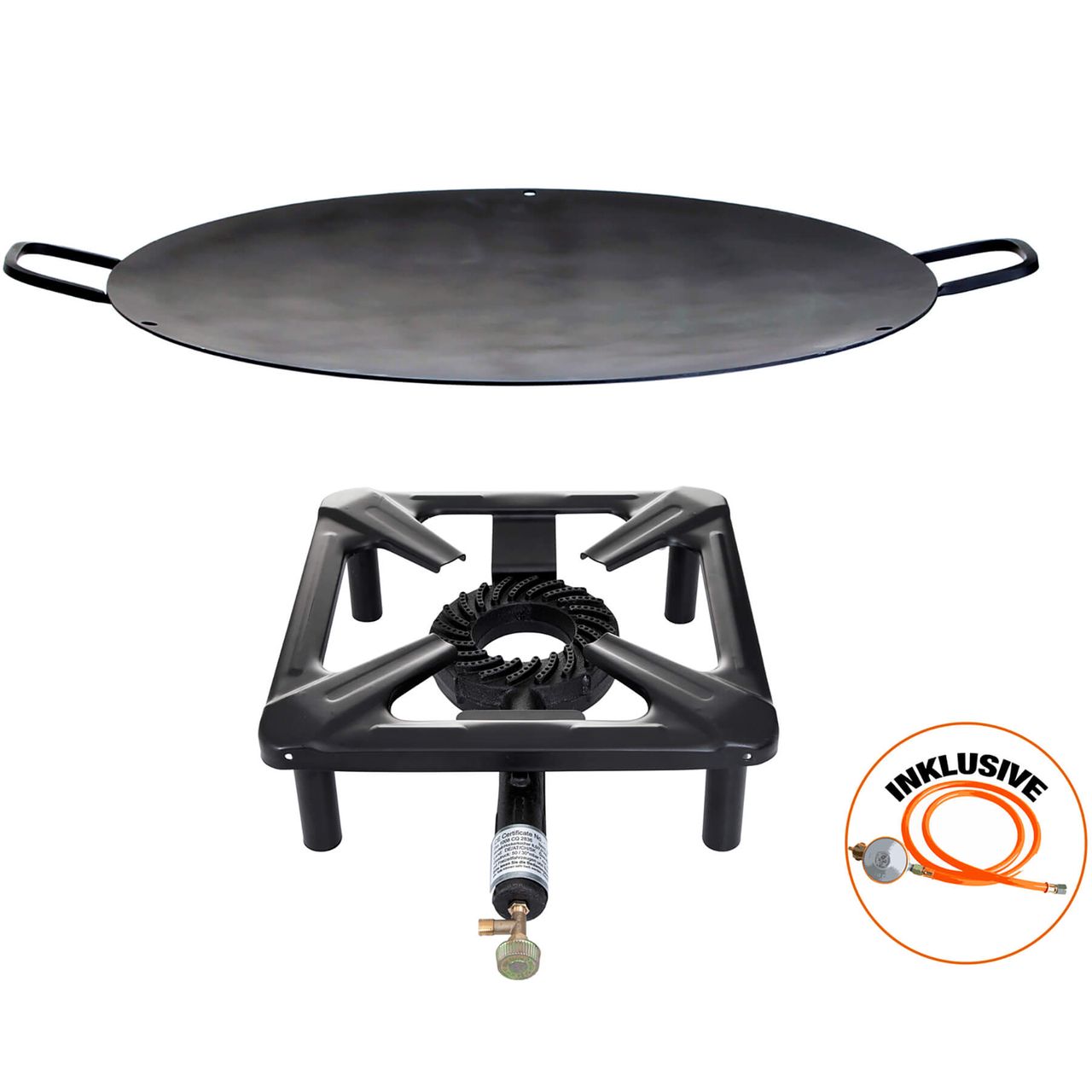 Allgrill Hockerkocher-Set (klein) - ohne Zündsicherung - mit Eisen-Wok