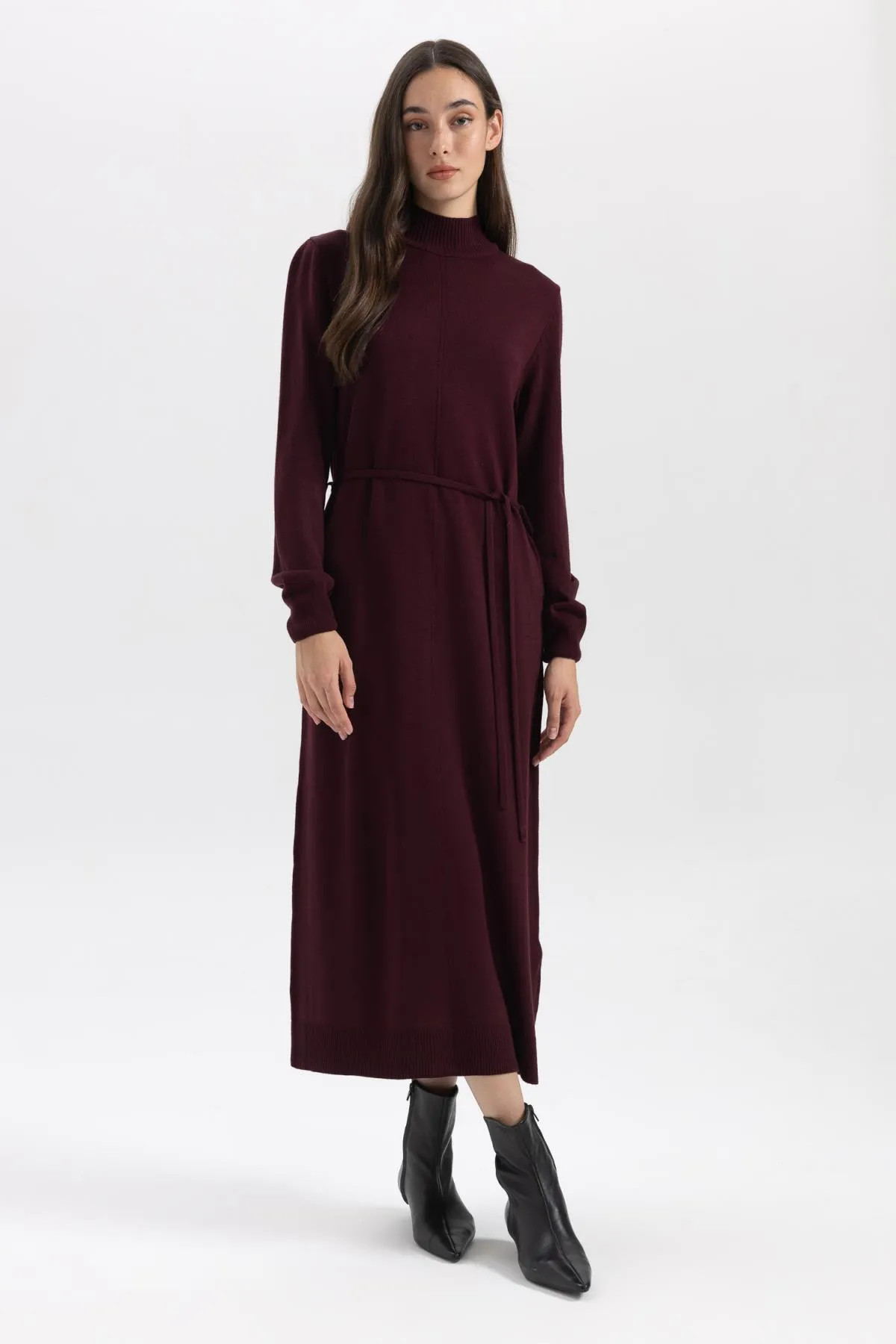 DeFacto  Langärmliges Maxi-Strickkleid mit halbem Rollkragen