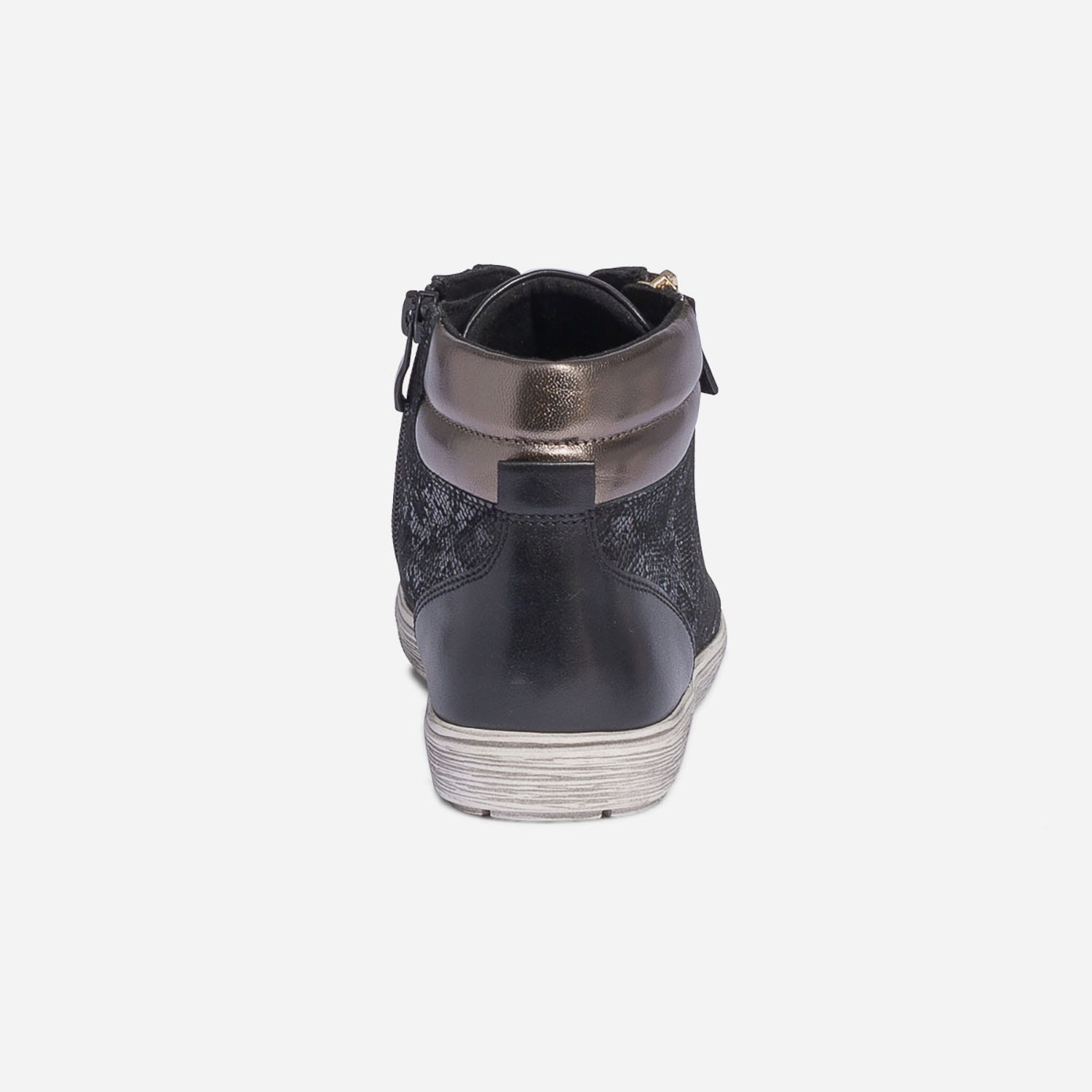 Basket CAPRICE noire en cuir effet python