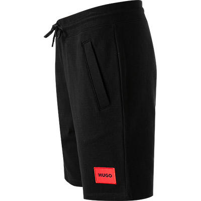 HUGO, Sweatshorts, Baumwolle, schwarz