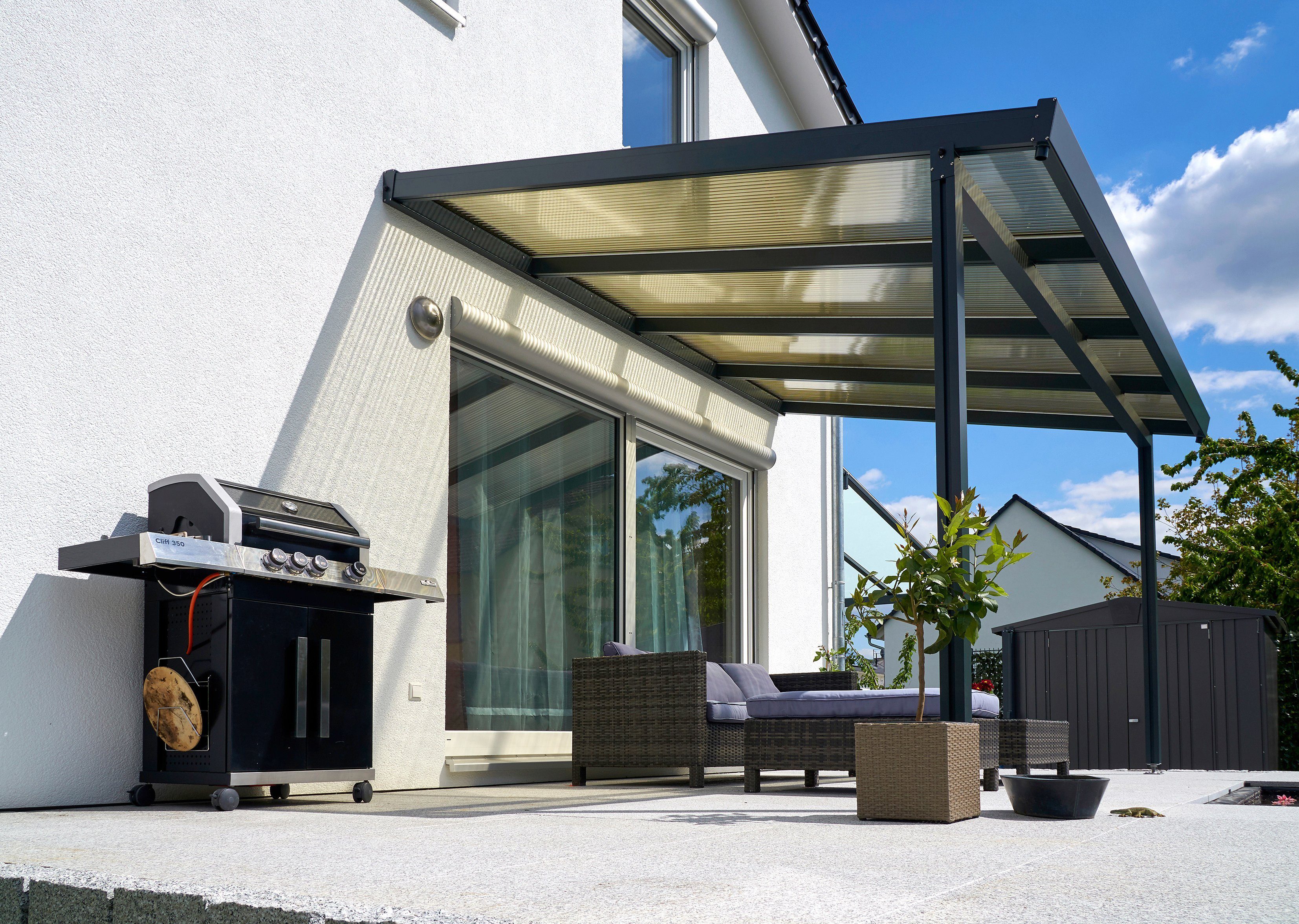GUTTA Terrassendach Premium, BxT: 410,2x306 cm, Bedachung Dachplatten, BxT: 410x306 cm, Dach Acryl bronce