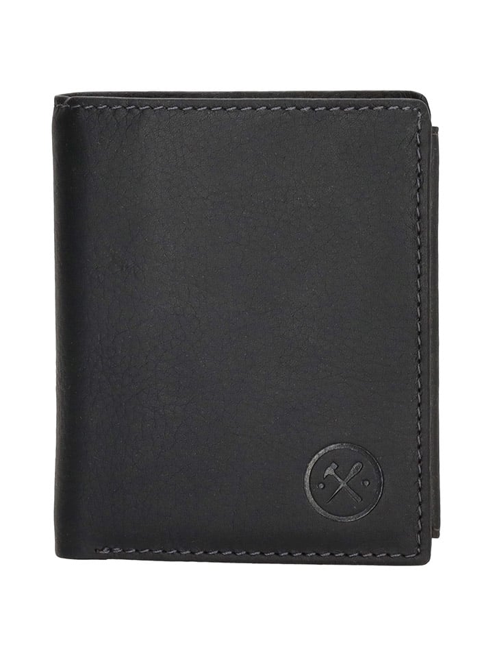 HIDE & STITCHES Leder-Geldbörse in Schwarz - (B)10 x (H)8 x (T)1,5 cm günstig kaufen onesize