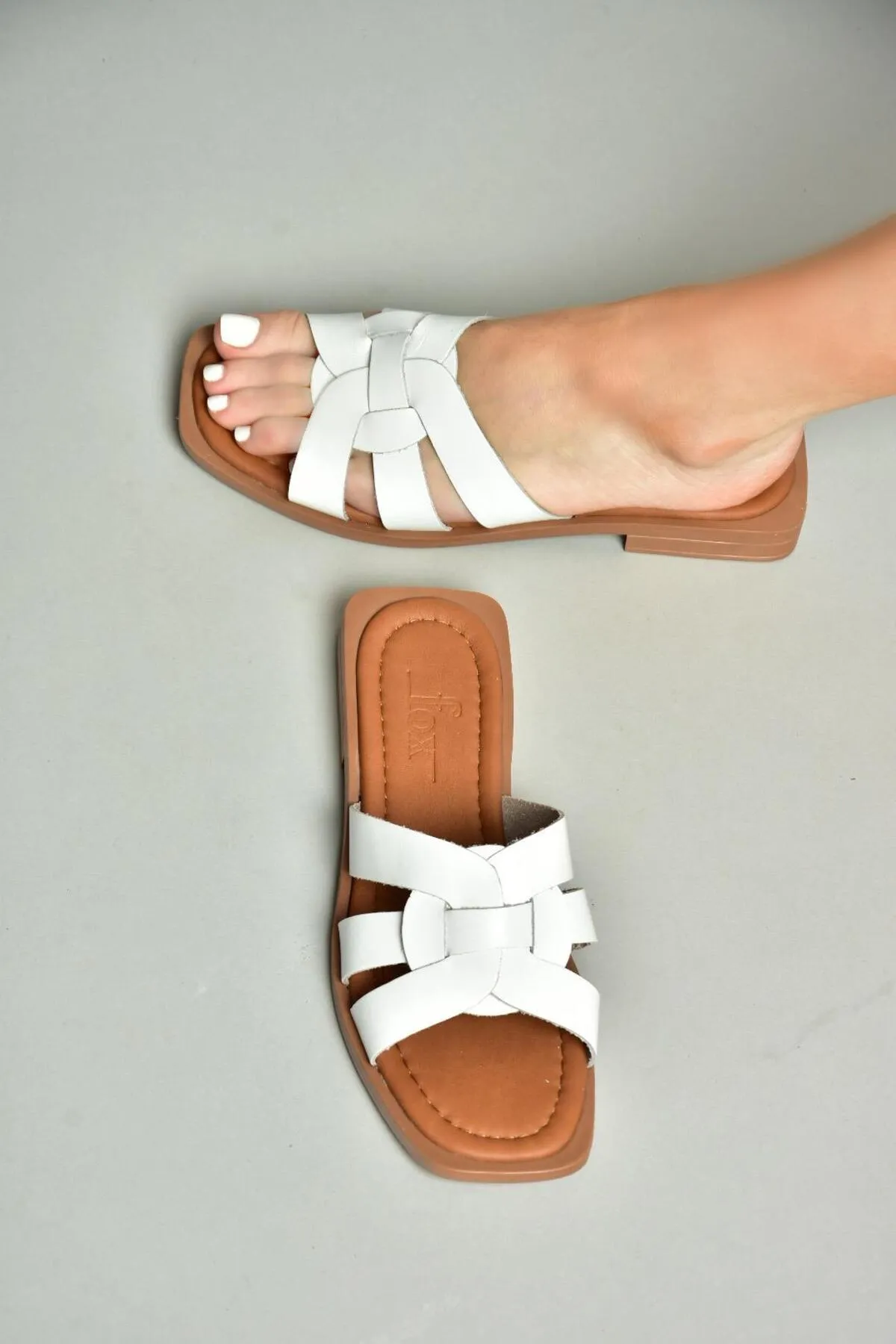 Fox Shoes  Pantolette - Weiß - Flacher Absatz