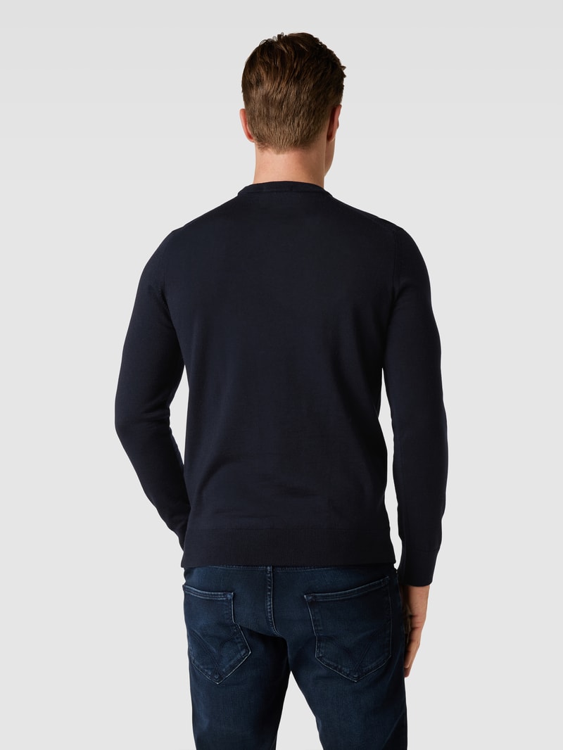 Strickpullover mit Label-Stitching in marineblau