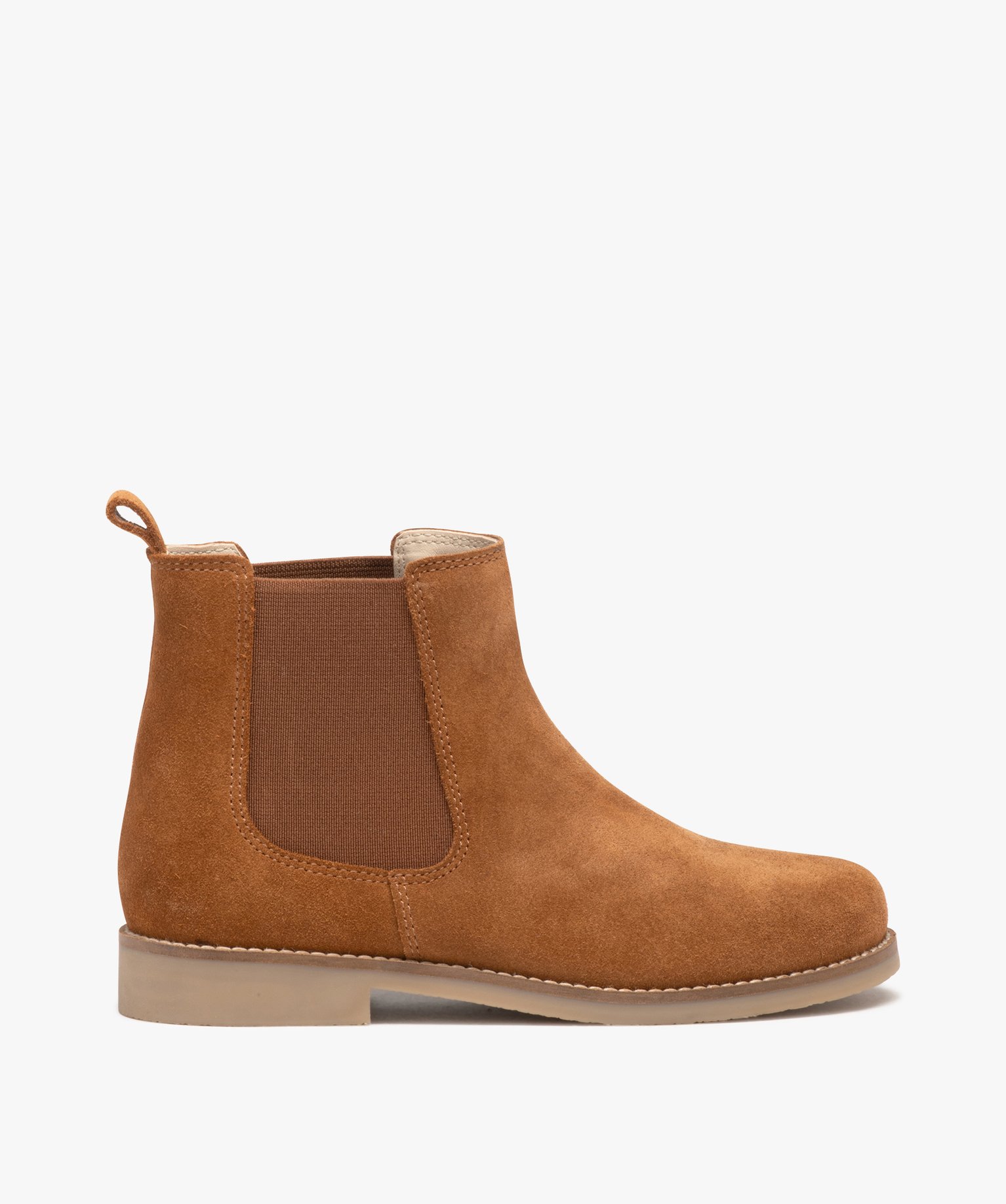 Boots fille unies en suédine style Chelsea camel | GEMO