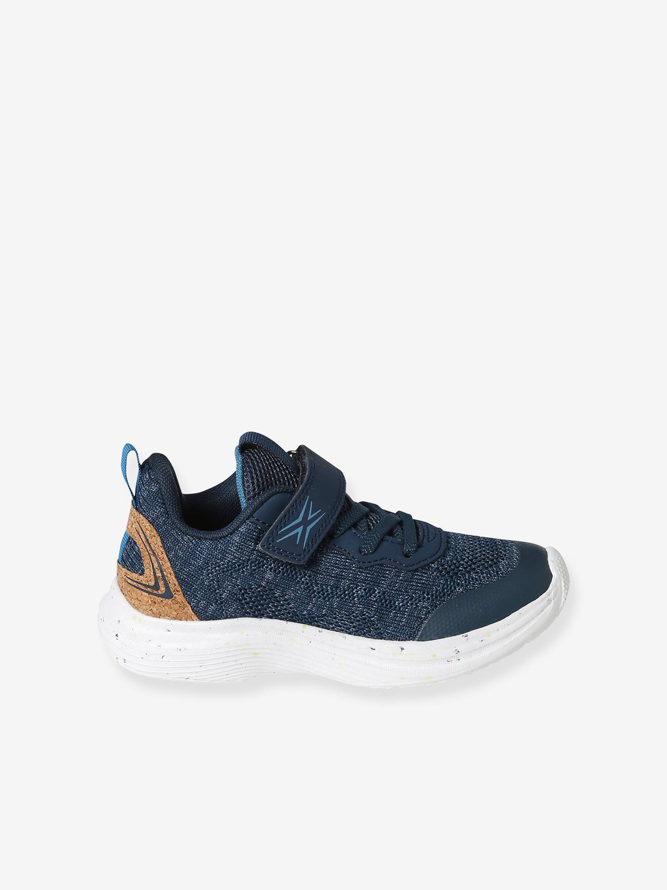 Baskets légères lacées et scratchées enfant bleu
