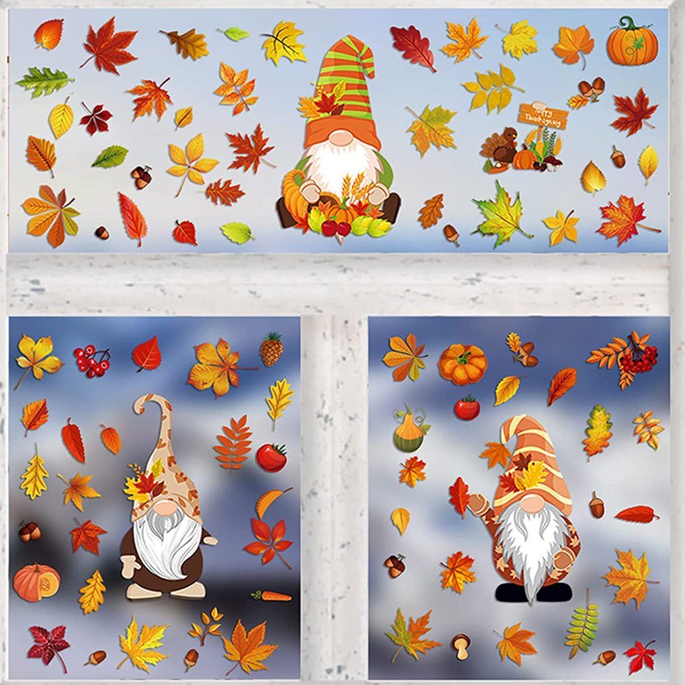Fenstersticker Thanksgiving Herbst Deko Fenster Aufkleber, Herbst Fensterbilder, GelldG