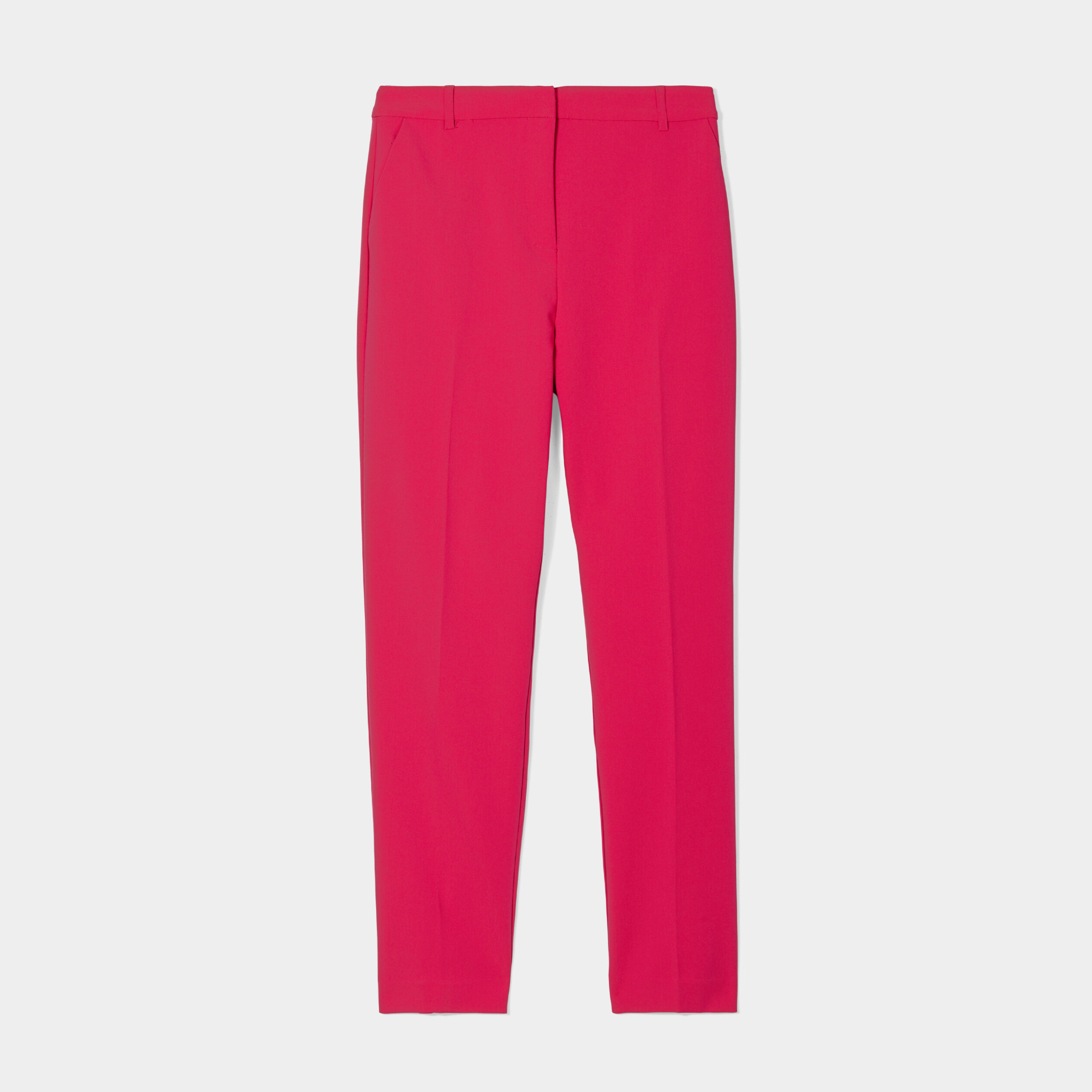 Pantalon city droit à pinces rose framboise femme | La Halle