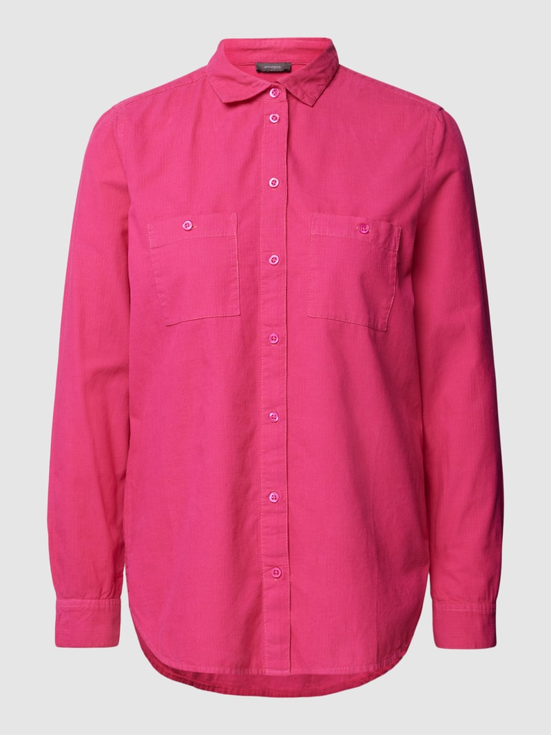 Hemdbluse in Cord-Optik mit Brusttaschen in fuchsia