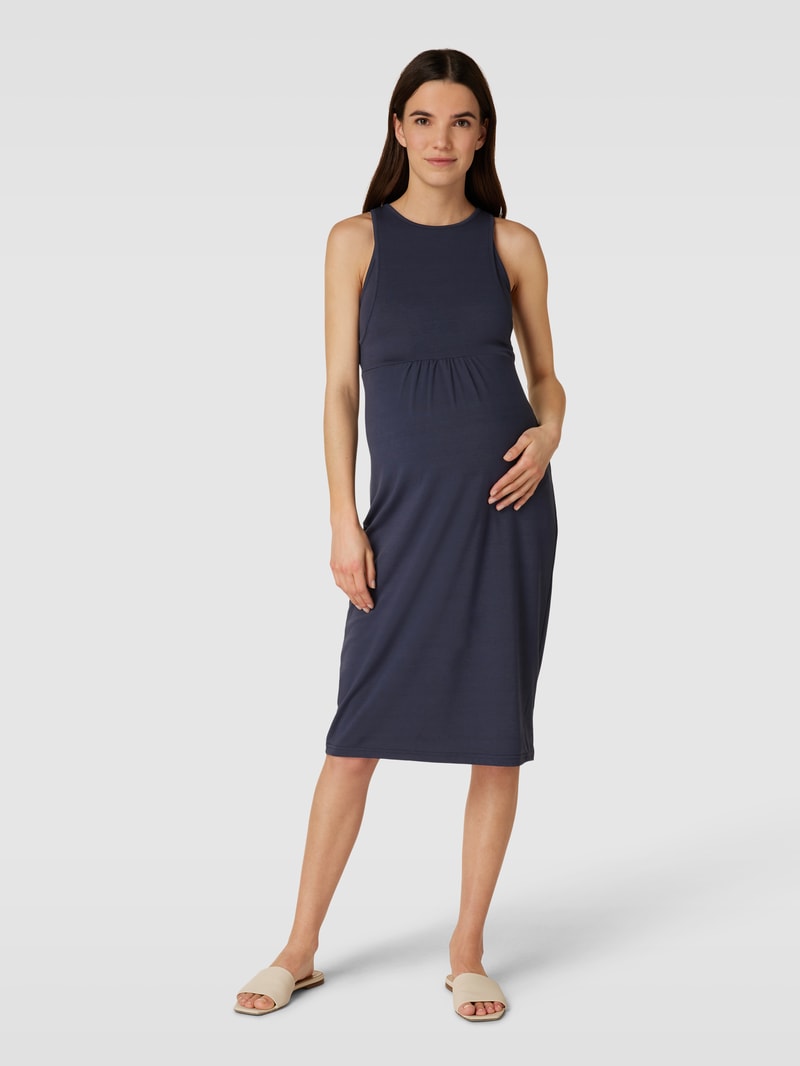 Knielanges Umstands-Kleid mit Still-Funktion Modell 'IDA' in marineblau