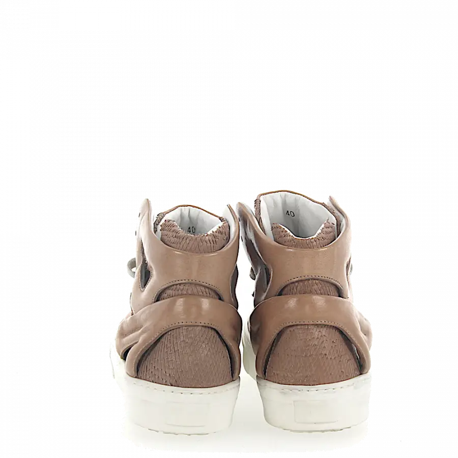 Rossano Bisconti - Sneaker Mid Top 2013 Leder beige Schlangenprägung - grau