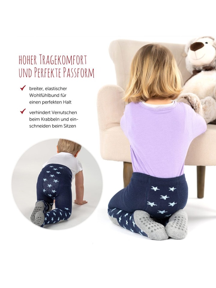 LaLoona Krabbelstrumpfhose - Sterne Marine - in blau,grau günstig kaufen