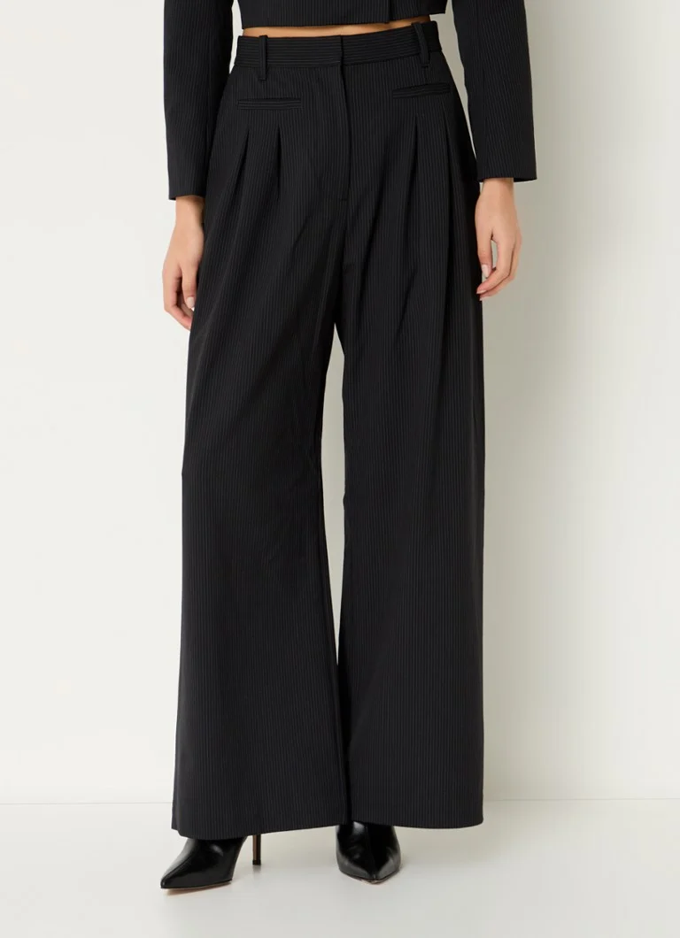 MUNTHE Stormy high waist wide fit palazzo trousers with stripe print