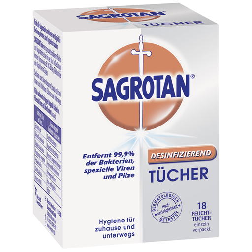 SAGROTAN Desinfektionstücher  18 St  Tücher