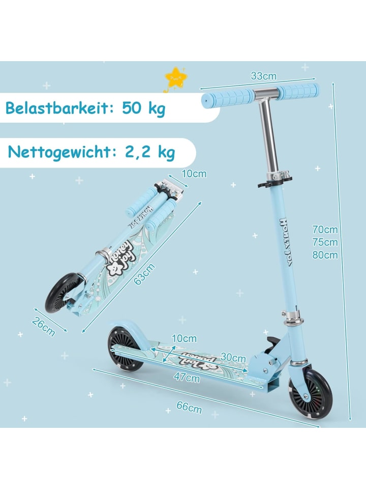 COSTWAY Scooter mit LED-Räder ab 3 Jahren in Hellblau günstig kaufen onesize