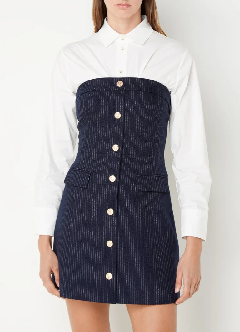 Robe bustier mini Laylee de JOSH V, à fines rayures et boutons décoratifs