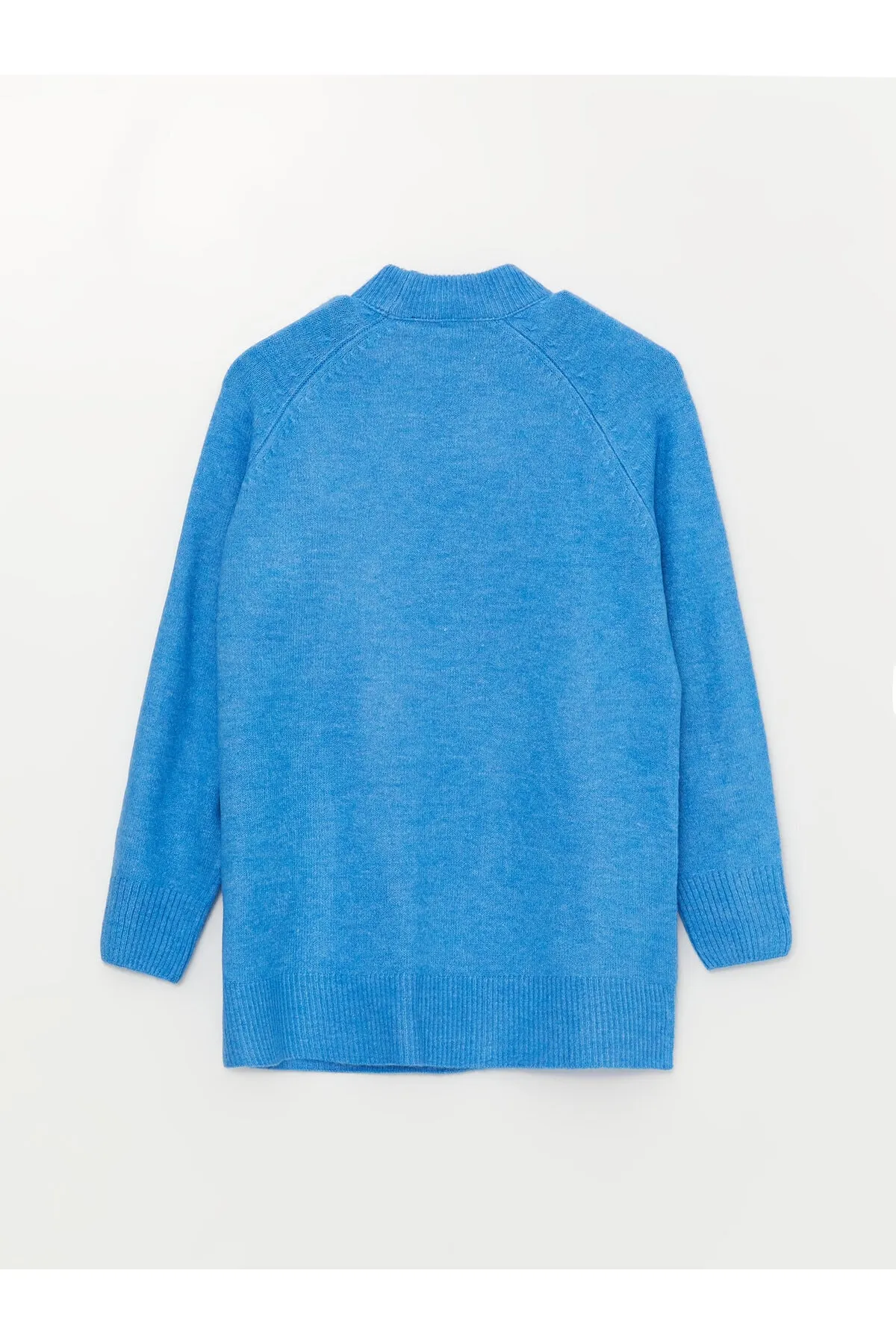 LC Waikiki  Einfarbige, langärmlige Oversize-Stricktunika für Damen mit hohem Kragen